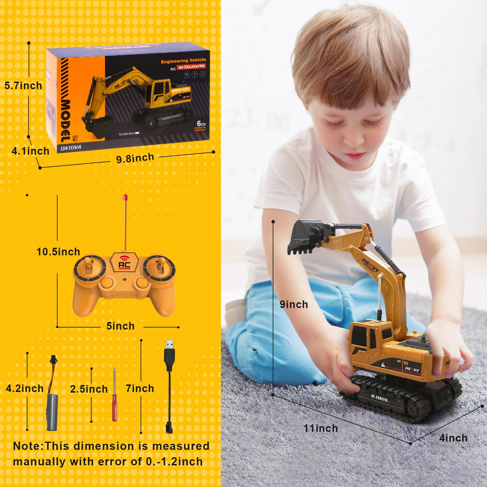 Foto 8 pulgar | Venta Internacional - Excavadora De Control Remoto Toy Engineering Digger Truck Kids