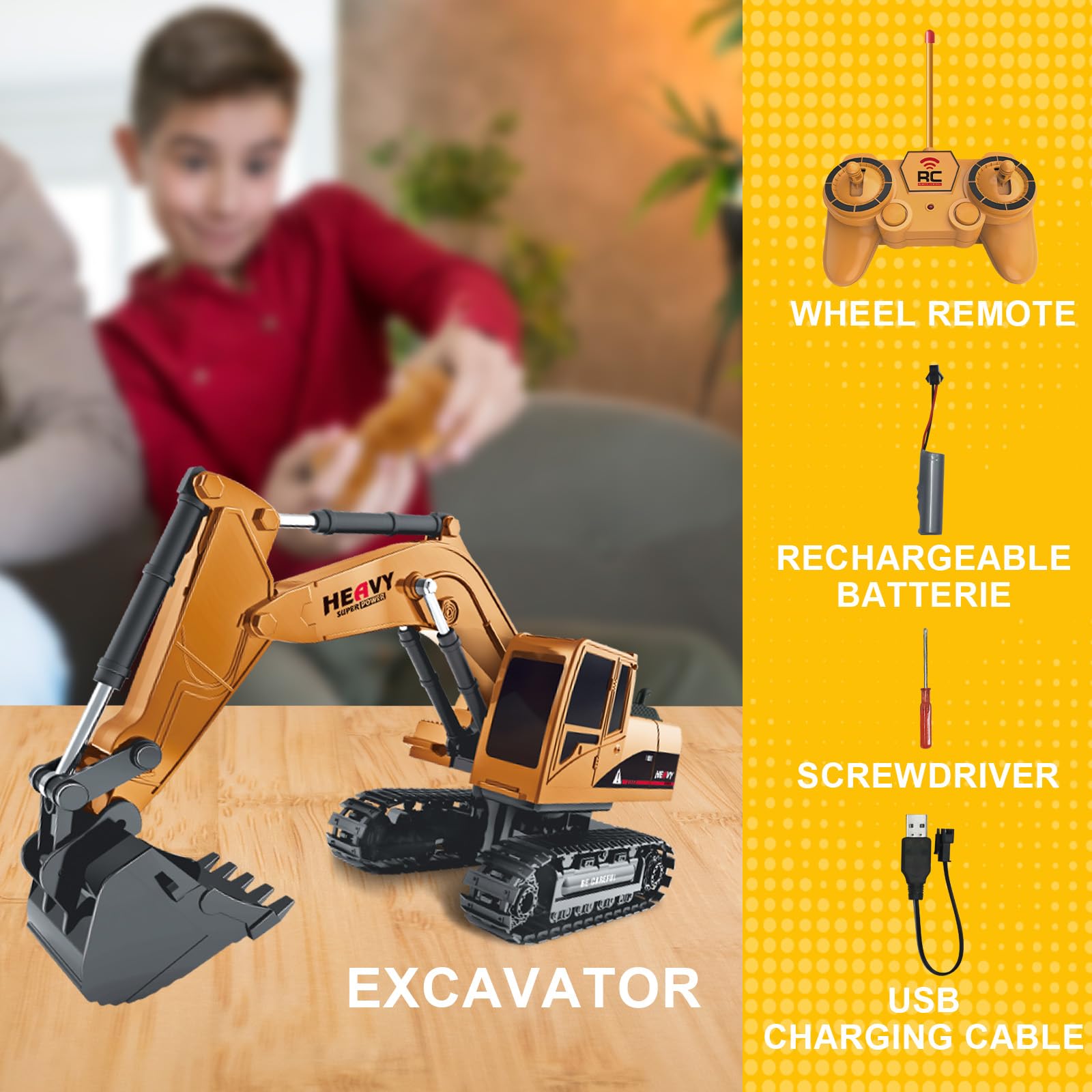 Foto 9 pulgar | Venta Internacional - Excavadora De Control Remoto Toy Engineering Digger Truck Kids