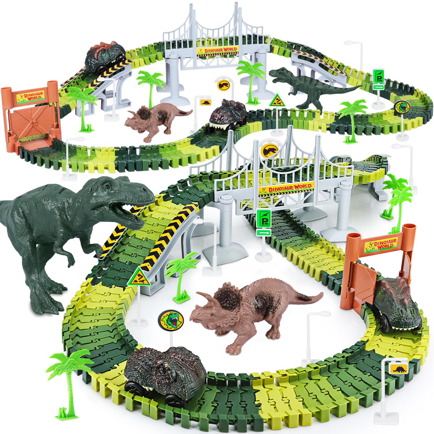 Venta Internacional - Set De Pista De Carreras De Juguete Toyk Dinosaur World Con 2 Coches De Dinosaurios