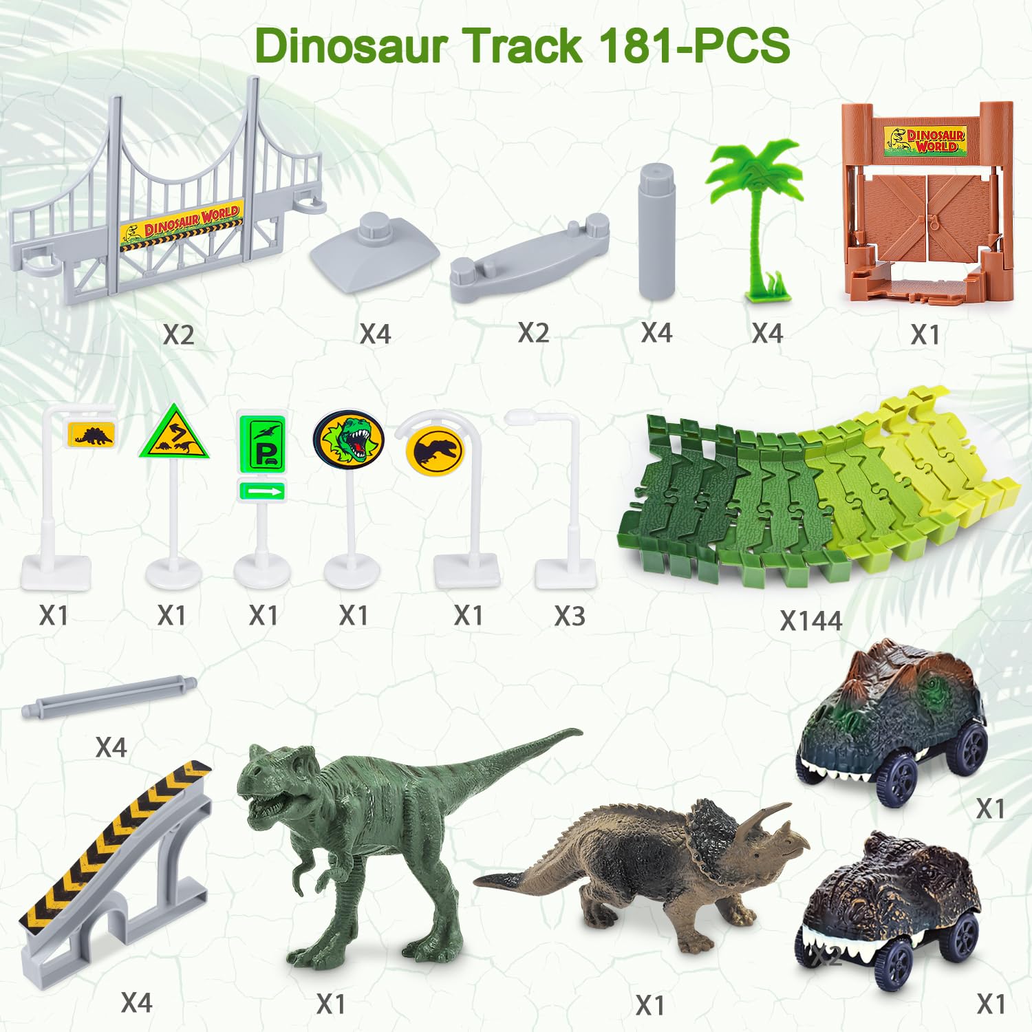 Foto 2 | Venta Internacional - Set De Pista De Carreras De Juguete Toyk Dinosaur World Con 2 Coches De Dinosaurios