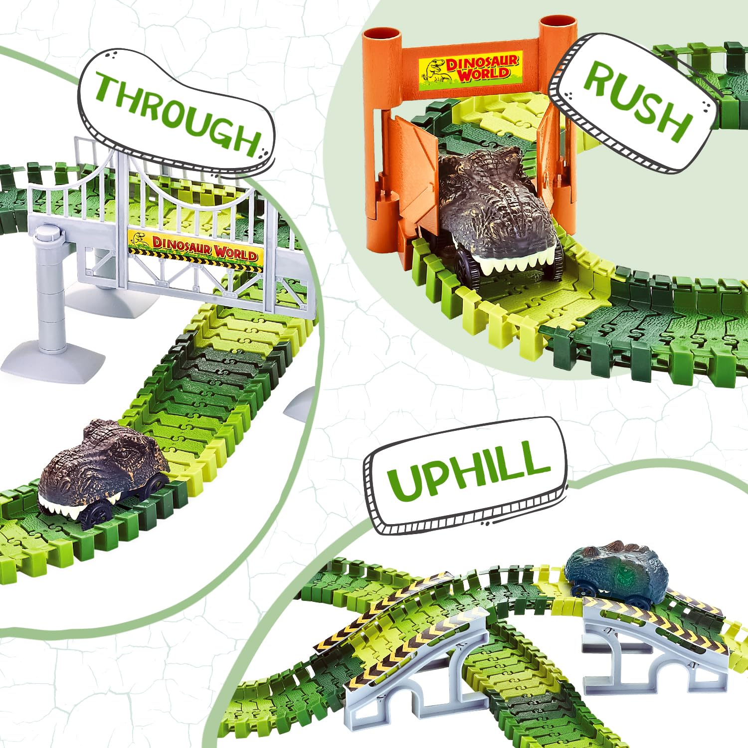 Foto 4 | Venta Internacional - Set De Pista De Carreras De Juguete Toyk Dinosaur World Con 2 Coches De Dinosaurios