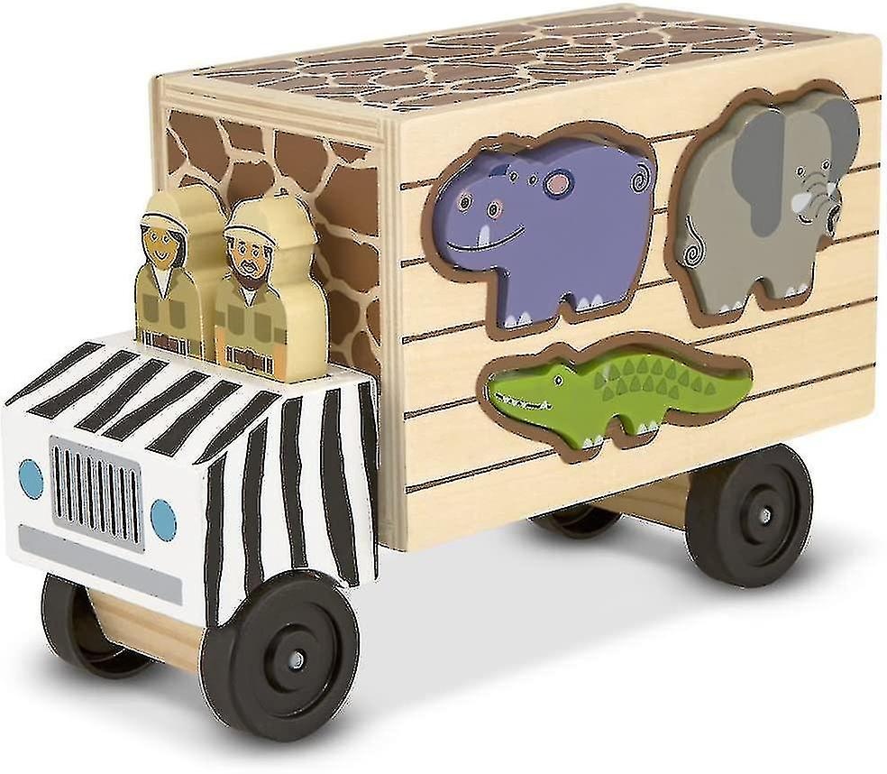 Venta Internacional - Camión De Rescate De Animales Toy Safari De Madera Con Figuras De Animales