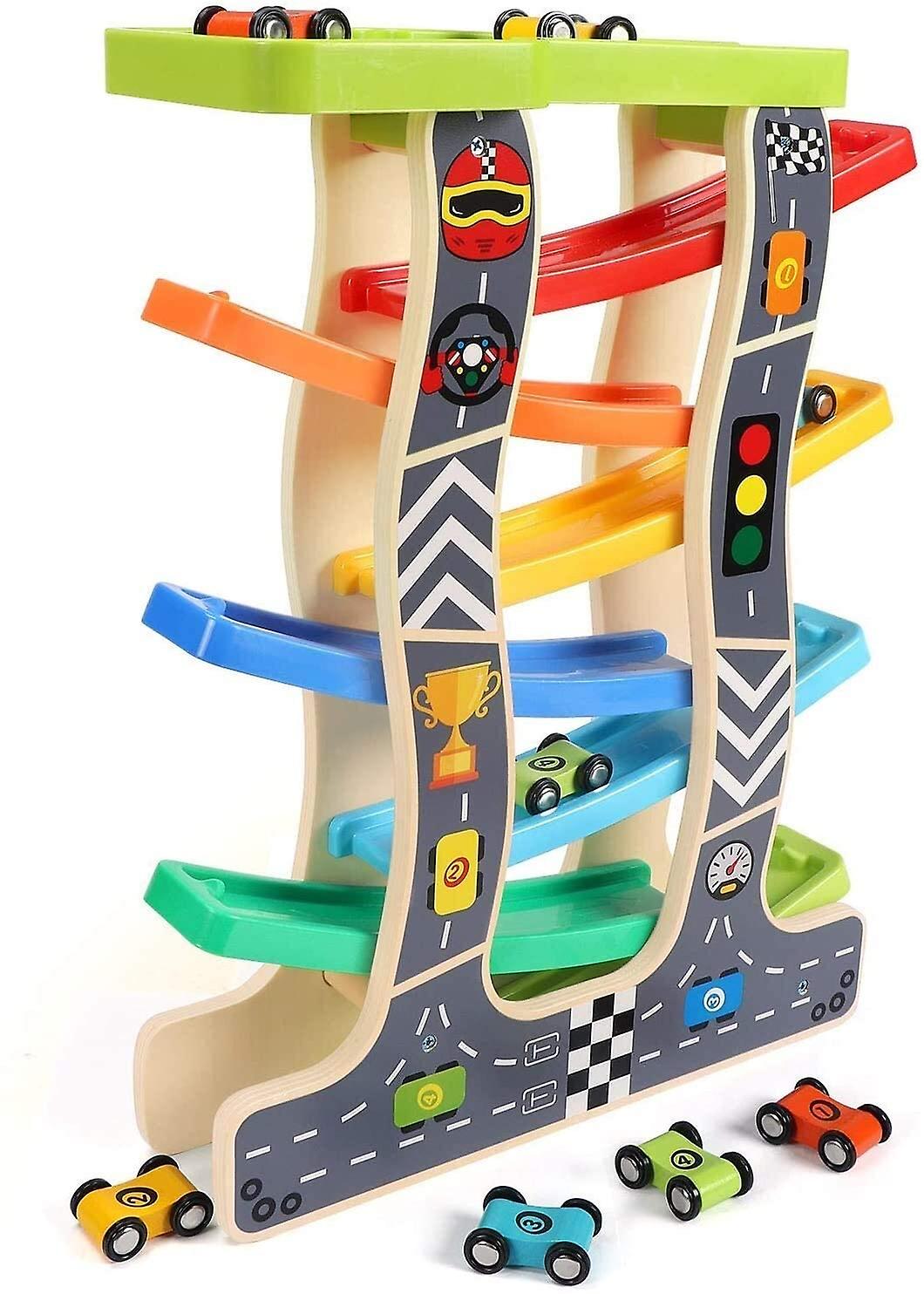 Foto 3 pulgar | Venta Internacional - Pista De Carreras Car Ramp Racer De Madera Para Niños Pequeños Con 8 Coches