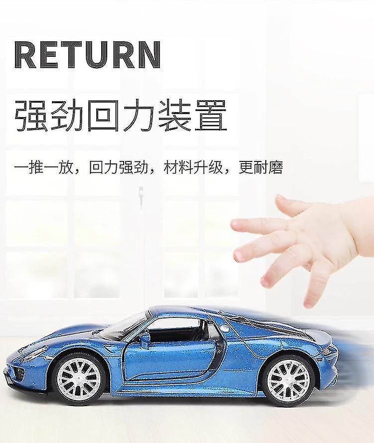 Foto 3 pulgar | Venta Internacional - Coche Fundido A Presión Porsche 918 A Escala 1:36 De Metal Con Cierre Retráctil Azul