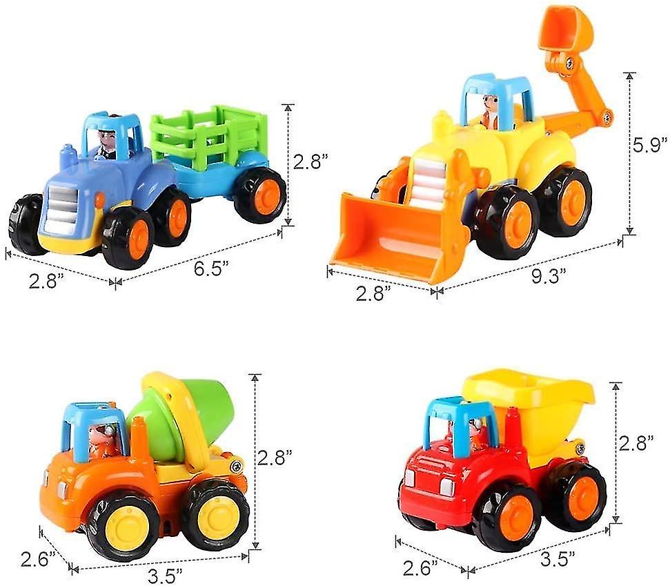 Foto 6 pulgar | Venta Internacional - Set De Juguetes Para Vehículos De Construcción, Paquete De 4 Coches Propulsados Por Fricción