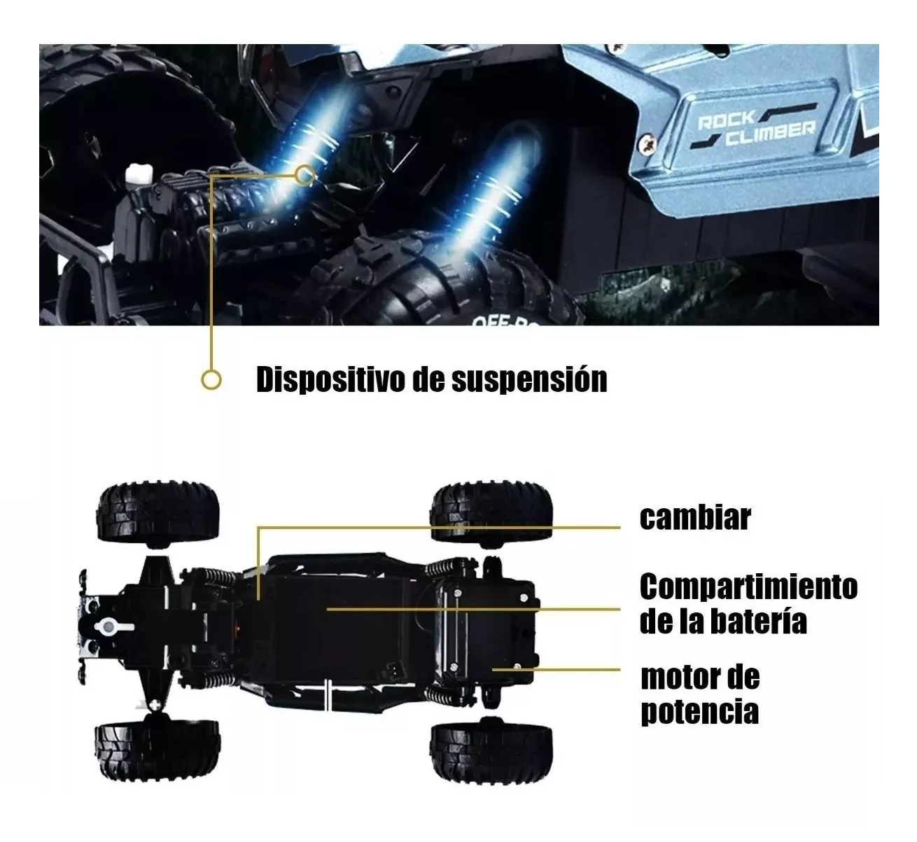 Foto 3 pulgar | Carro Control Remoto Recargable Todoterreno Azul