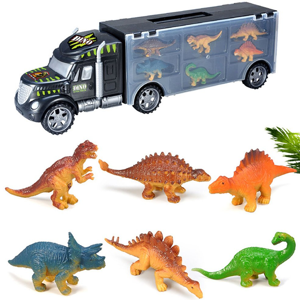 Foto 6 pulgar | Transportador De Camiones De Transporte De Coches De Juguete Con 6 Juguetes De Dinosaurios - Venta Internacional.