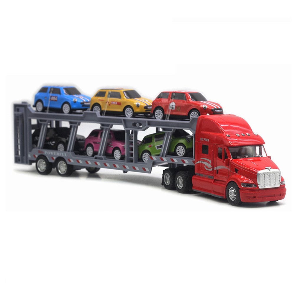 Foto 2 pulgar | Portacoches Toy Car Big Rig Trucker Railer De 35 Cm Con 6 Coches - Venta Internacional.