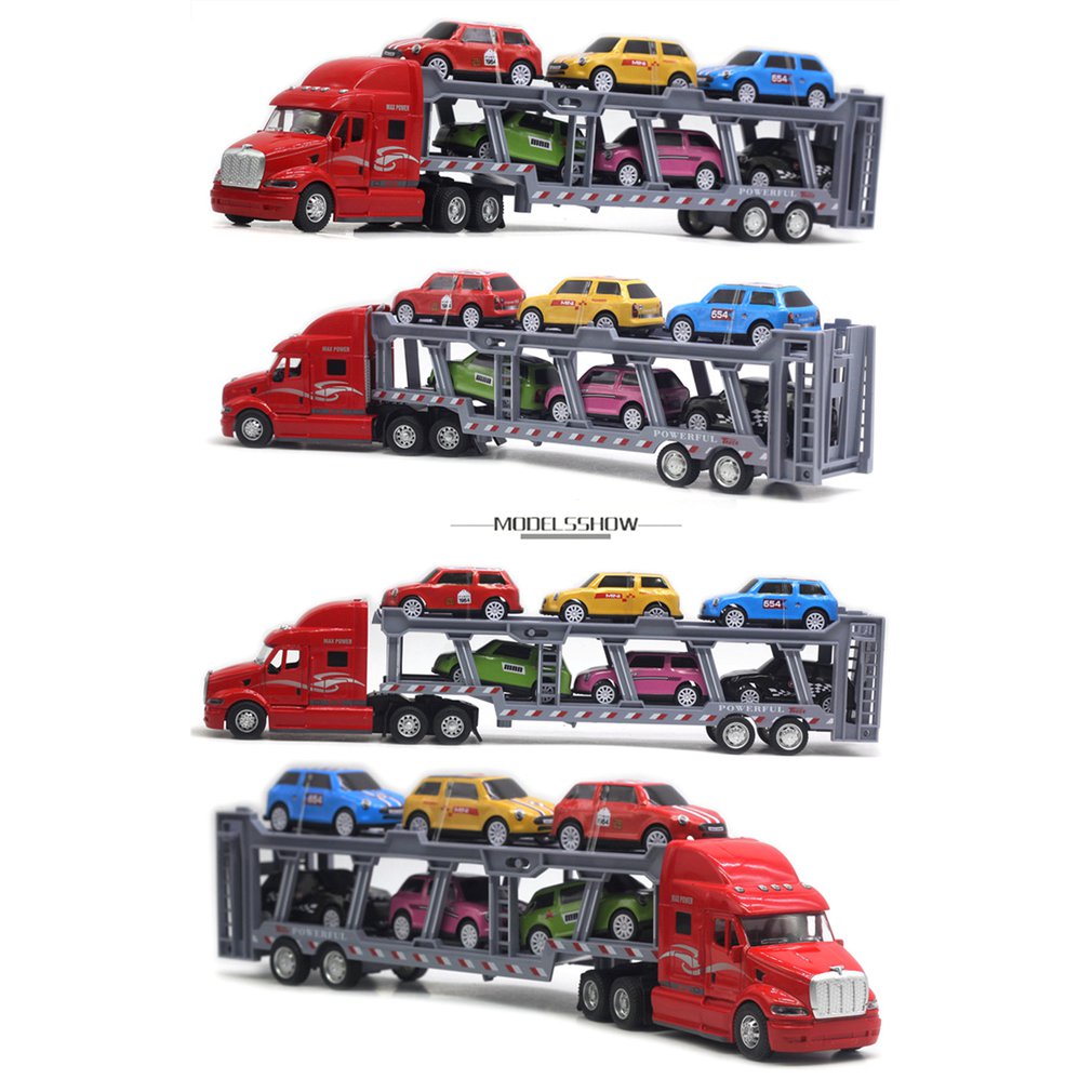 Foto 4 pulgar | Portacoches Toy Car Big Rig Trucker Railer De 35 Cm Con 6 Coches - Venta Internacional.