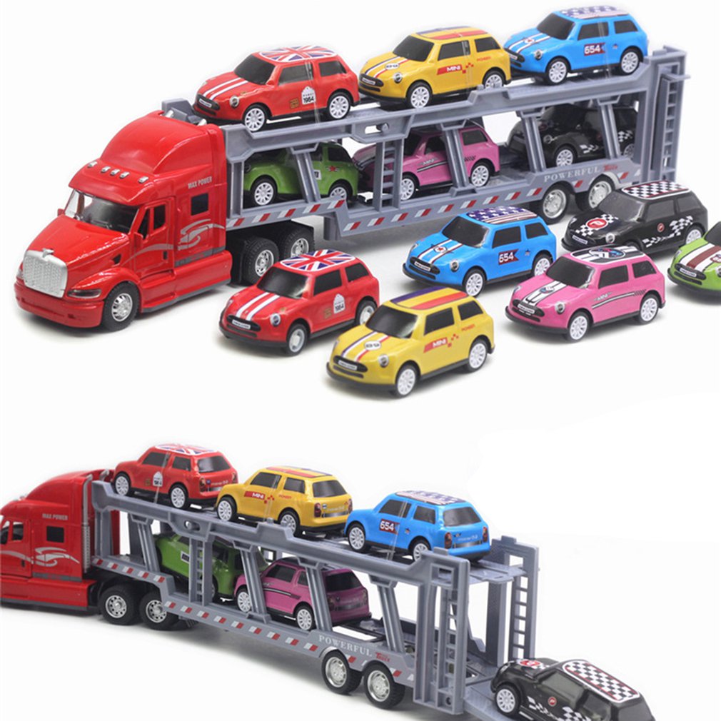 Foto 5 pulgar | Portacoches Toy Car Big Rig Trucker Railer De 35 Cm Con 6 Coches - Venta Internacional.