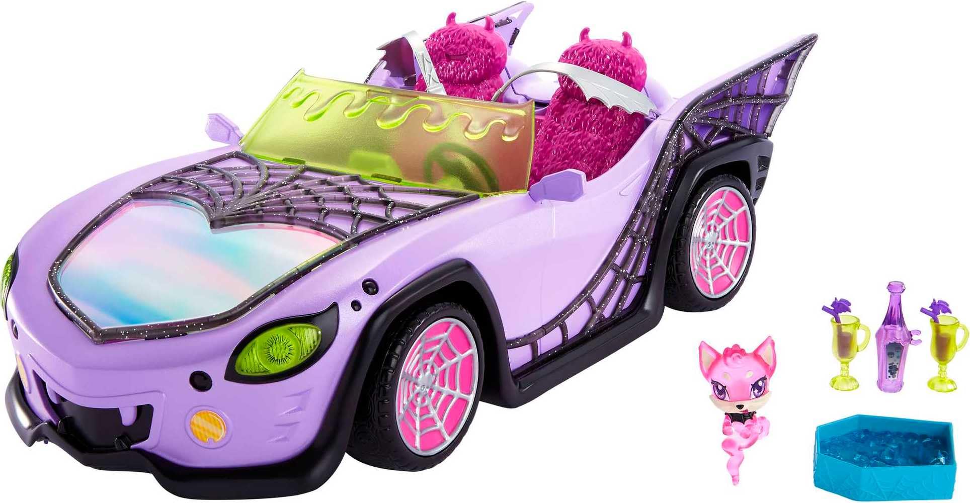 Foto 2 pulgar | Toy Car Monster High Ghoul Mobile con Mascota y Nevera Morado - Venta Internacional