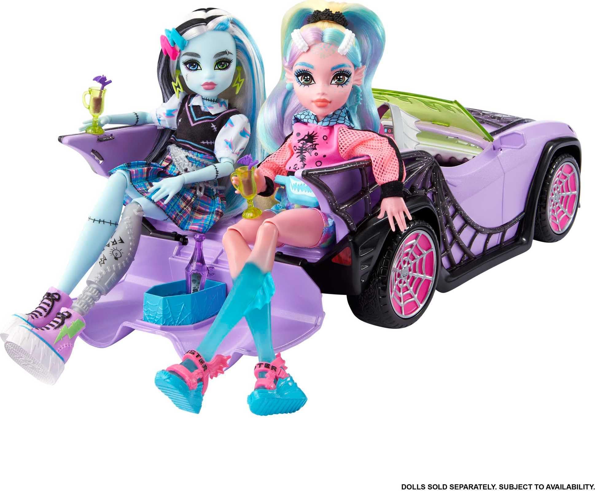 Foto 6 pulgar | Toy Car Monster High Ghoul Mobile con Mascota y Nevera Morado - Venta Internacional