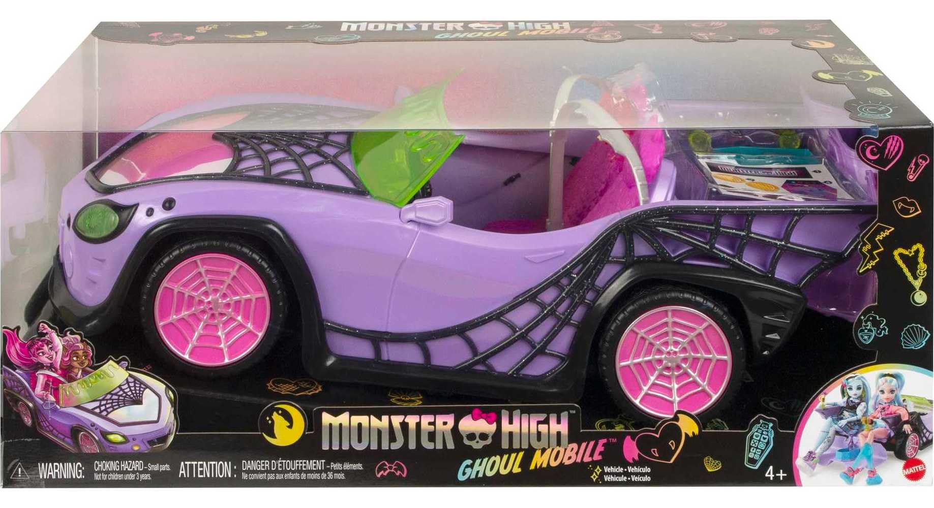 Foto 7 pulgar | Toy Car Monster High Ghoul Mobile con Mascota y Nevera Morado - Venta Internacional