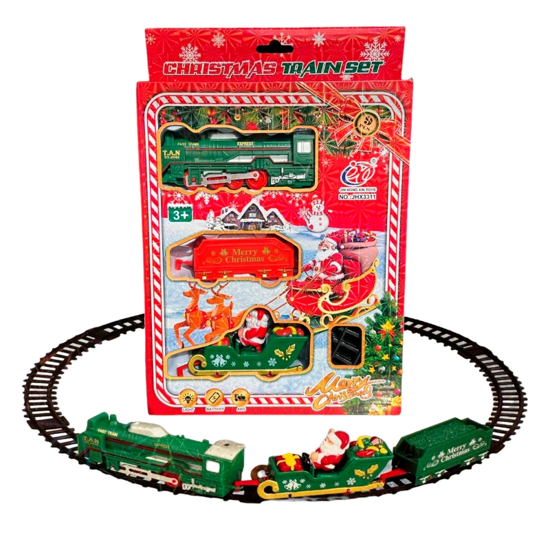 Foto 2 pulgar | Set De Tren Eléctrico Navideño, 1 Vagón Y Trineo De Papá Noel - Venta Internacional.