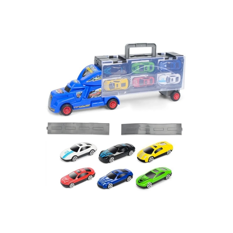 Foto 2 pulgar | Camión Transportador De Fricción Con 6 Coches Para Niños Mayores De 3 Años - Venta Internacional.