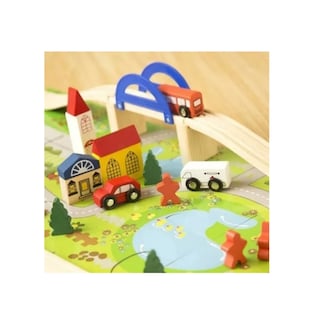 Foto 1 | Pista Didáctica Para Coches Urbanos De Juguete Con Puente De Madera - Venta Internacional.