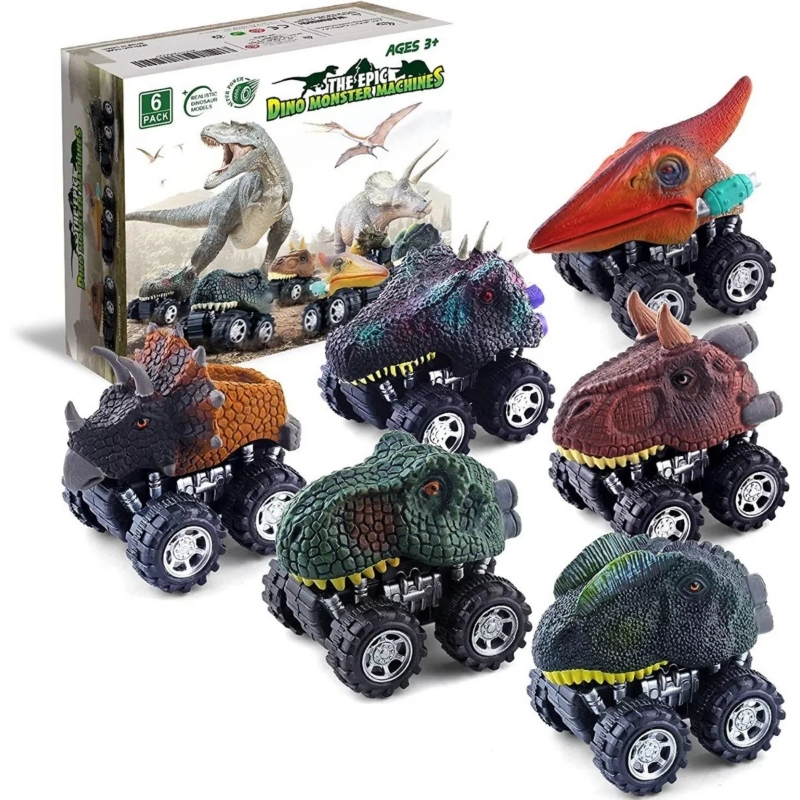 Foto 2 pulgar | Set De 6 Coches Con Forma De Dinosaurio T-rex, Triceratops Y Dilofhosaurus - Venta Internacional.