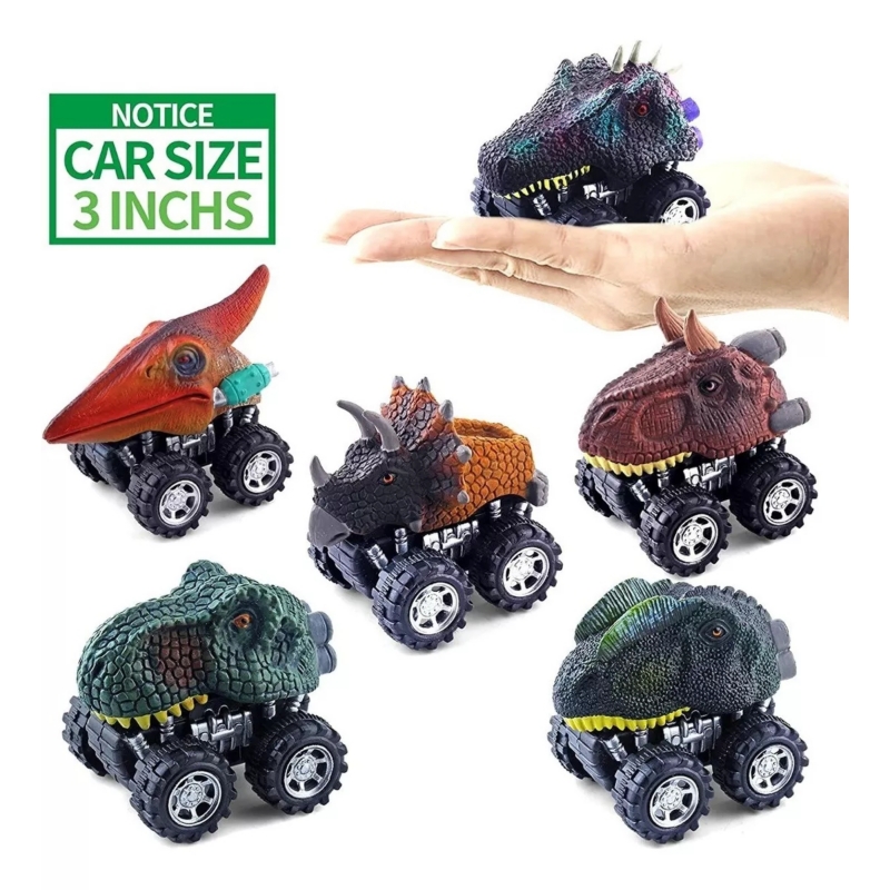 Foto 3 pulgar | Set De 6 Coches Con Forma De Dinosaurio T-rex, Triceratops Y Dilofhosaurus - Venta Internacional.