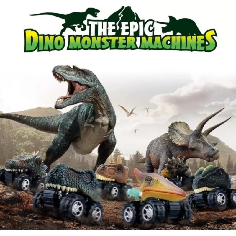 Foto 7 pulgar | Set De 6 Coches Con Forma De Dinosaurio T-rex, Triceratops Y Dilofhosaurus - Venta Internacional.