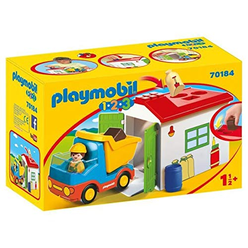 Camión De Construcción Playmobil 1.2.3 Con Garaje Para Niños Pequeños - Venta Internacional.