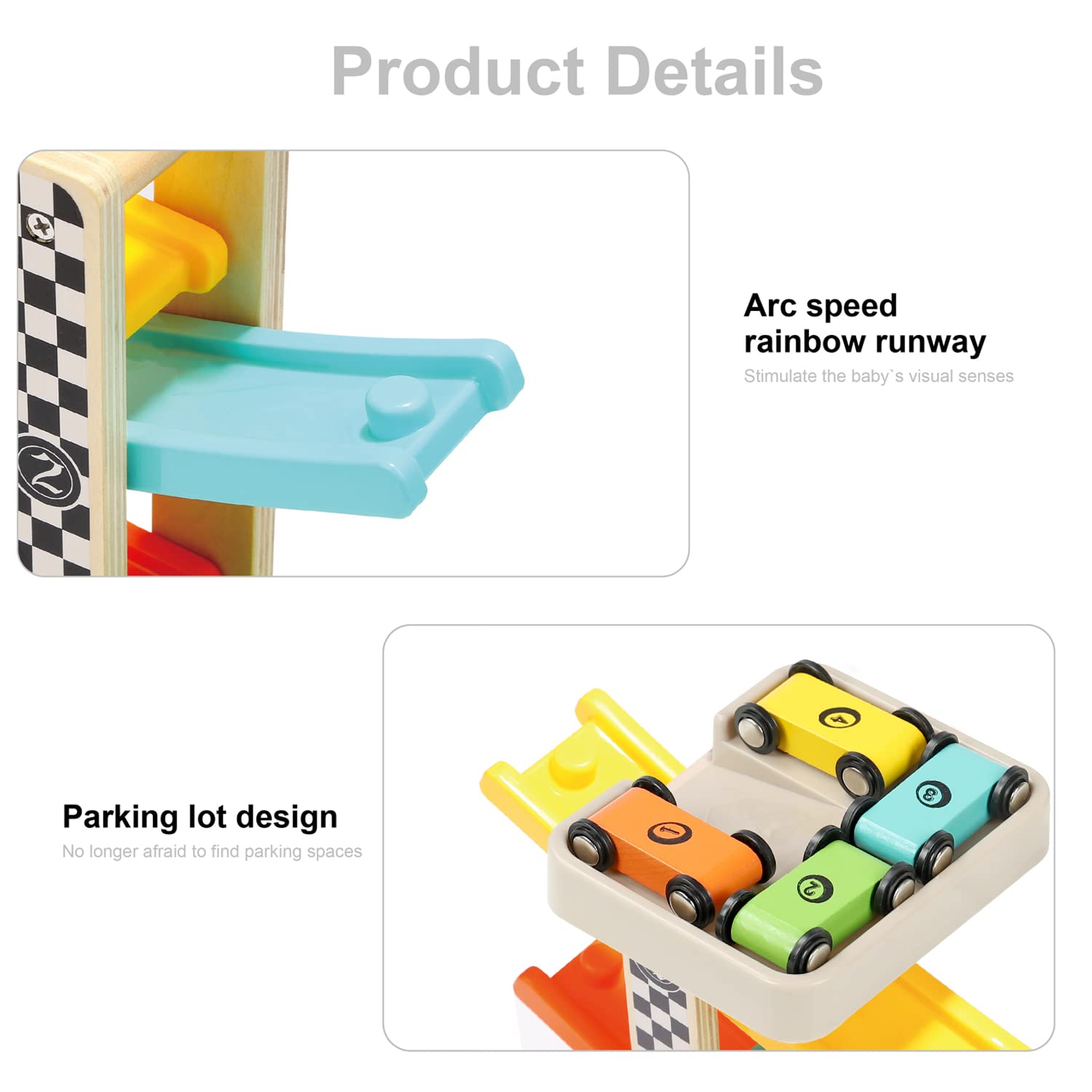 Foto 4 pulgar | Pista de Carreras de Madera para Niños con Rampa y 4 Minicoches - Juguetes Top Bright