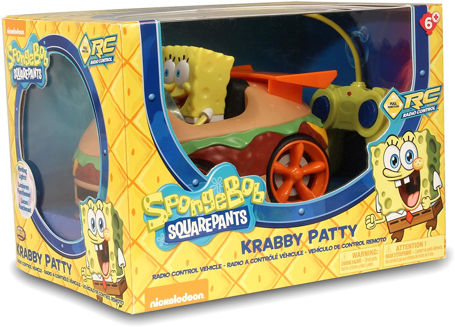 Foto 3 pulgar | Vehículo Spongebob Squarepants con Control Remoto Krabby Patty con Bob Esponja - Venta Internacional