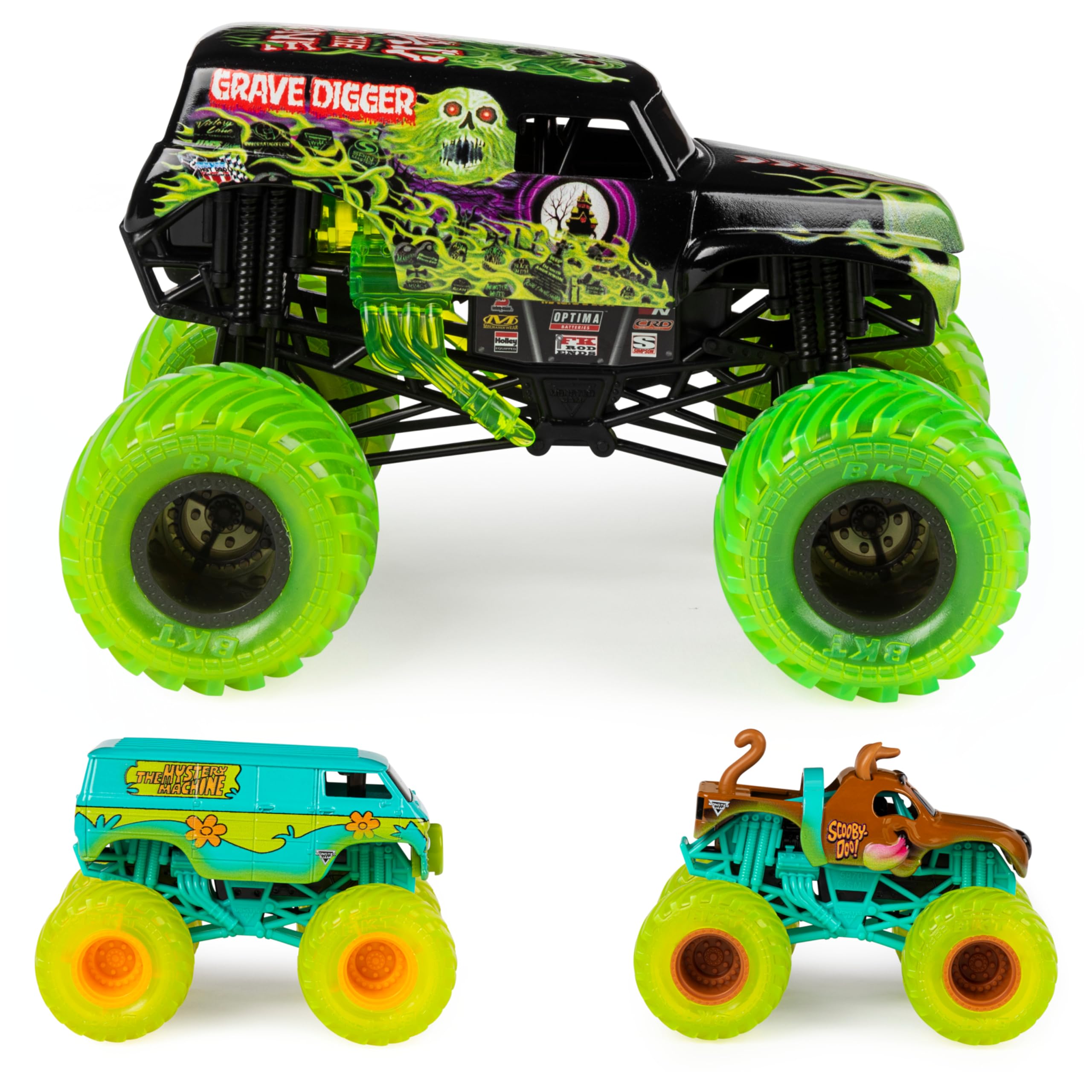 Camiones Monster Jam Curse Of The Gasoline Scooby-Doo Paquete de 3 - Venta Internacional