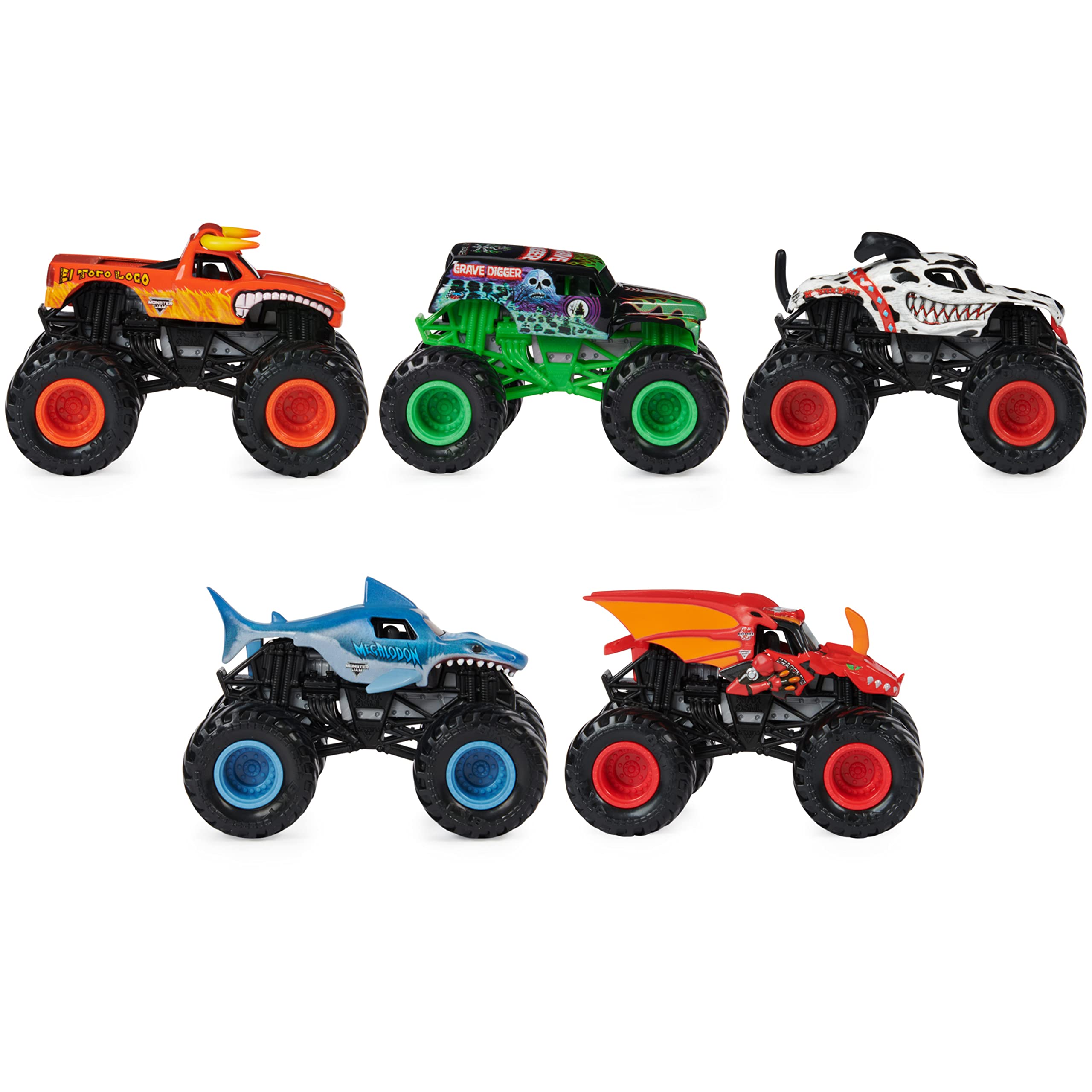Set de 5 Camiones Monstruo Pit Party de Monster Jam a Escala 1:64