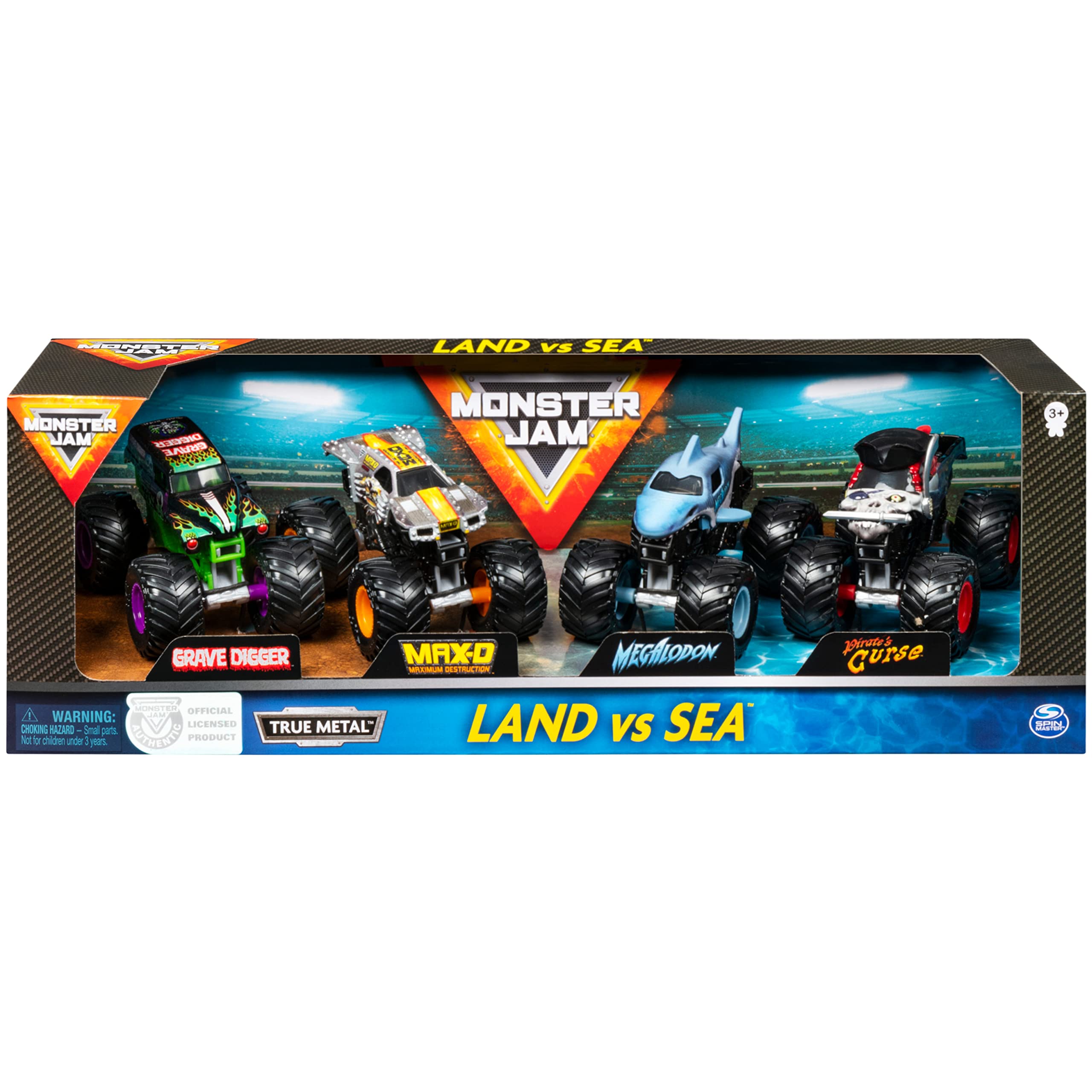Foto 3 pulgar | Pack de 4 Unidades de Monster Jam Land Vs. Sea Monster Trucks - Venta Internacional