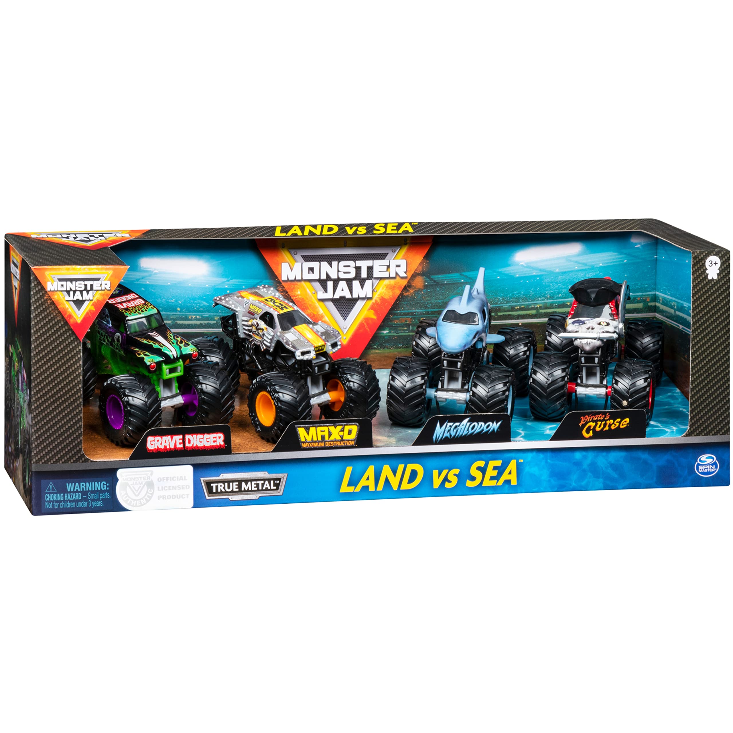 Foto 6 pulgar | Pack de 4 Unidades de Monster Jam Land Vs. Sea Monster Trucks - Venta Internacional