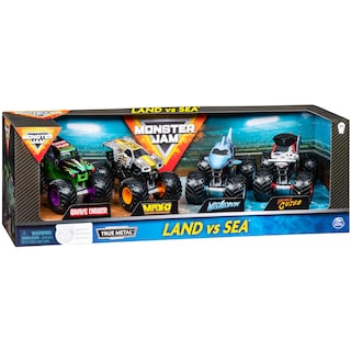 Foto 5 | Pack de 4 Unidades de Monster Jam Land Vs. Sea Monster Trucks - Venta Internacional
