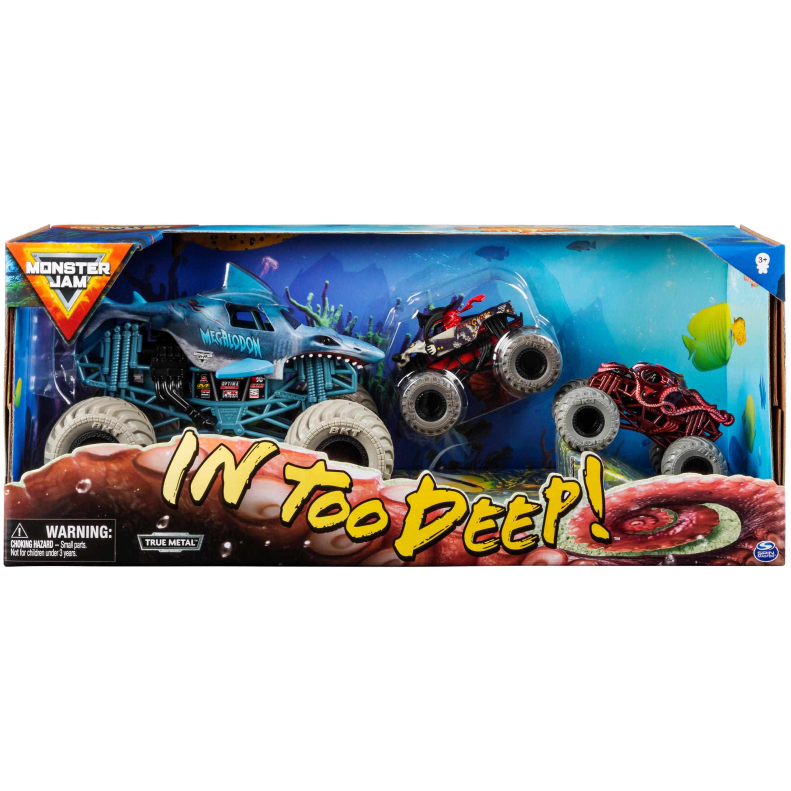 Foto 2 | Monster Trucks Fundidos a Presión Toy Monster Jam Into The Deep paquete de 3 - Venta Internacional