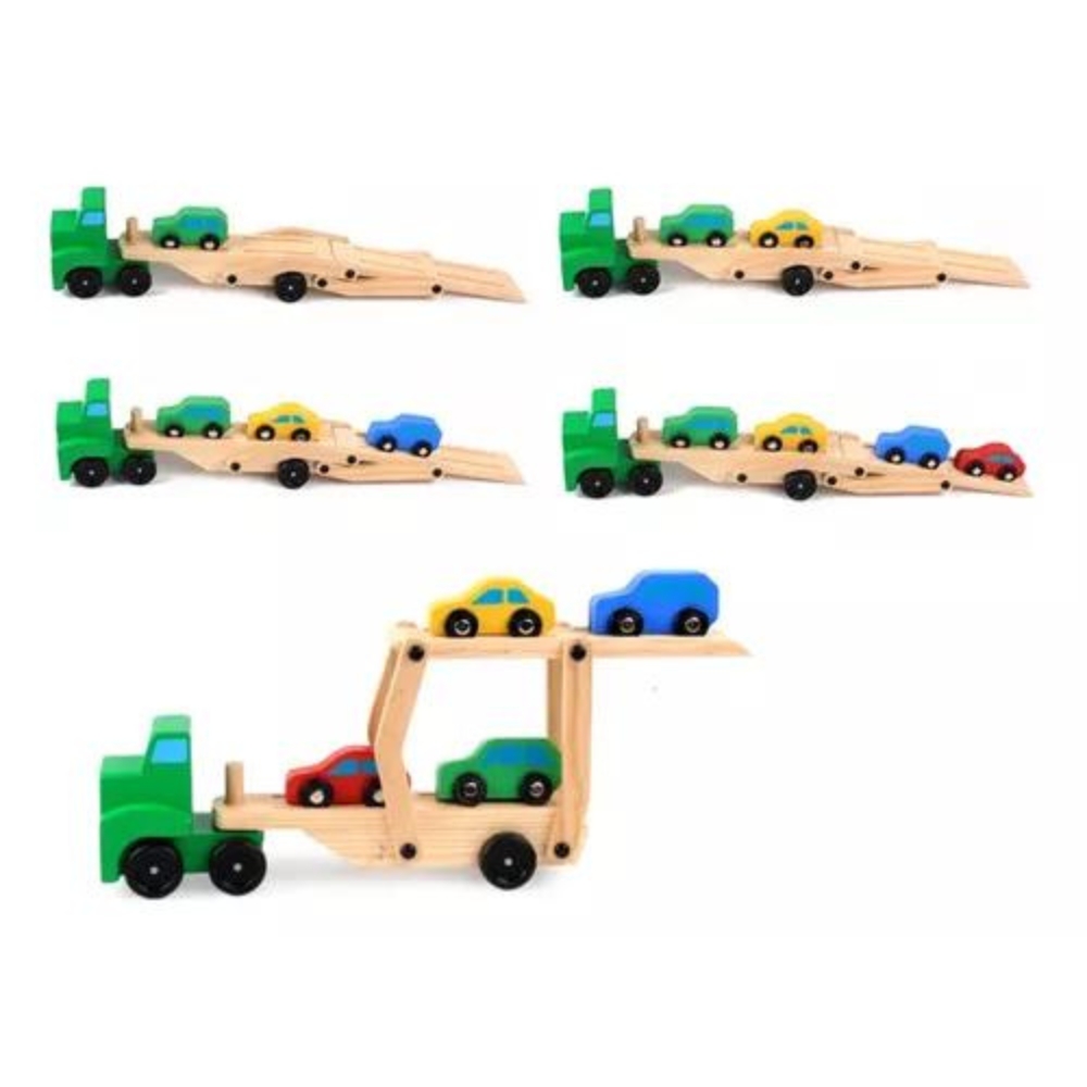 Foto 7 pulgar | Transportador de Madera Montessori para Camión De Juguete Con 4 Coches De 1 A 6 Años - Venta Internacional