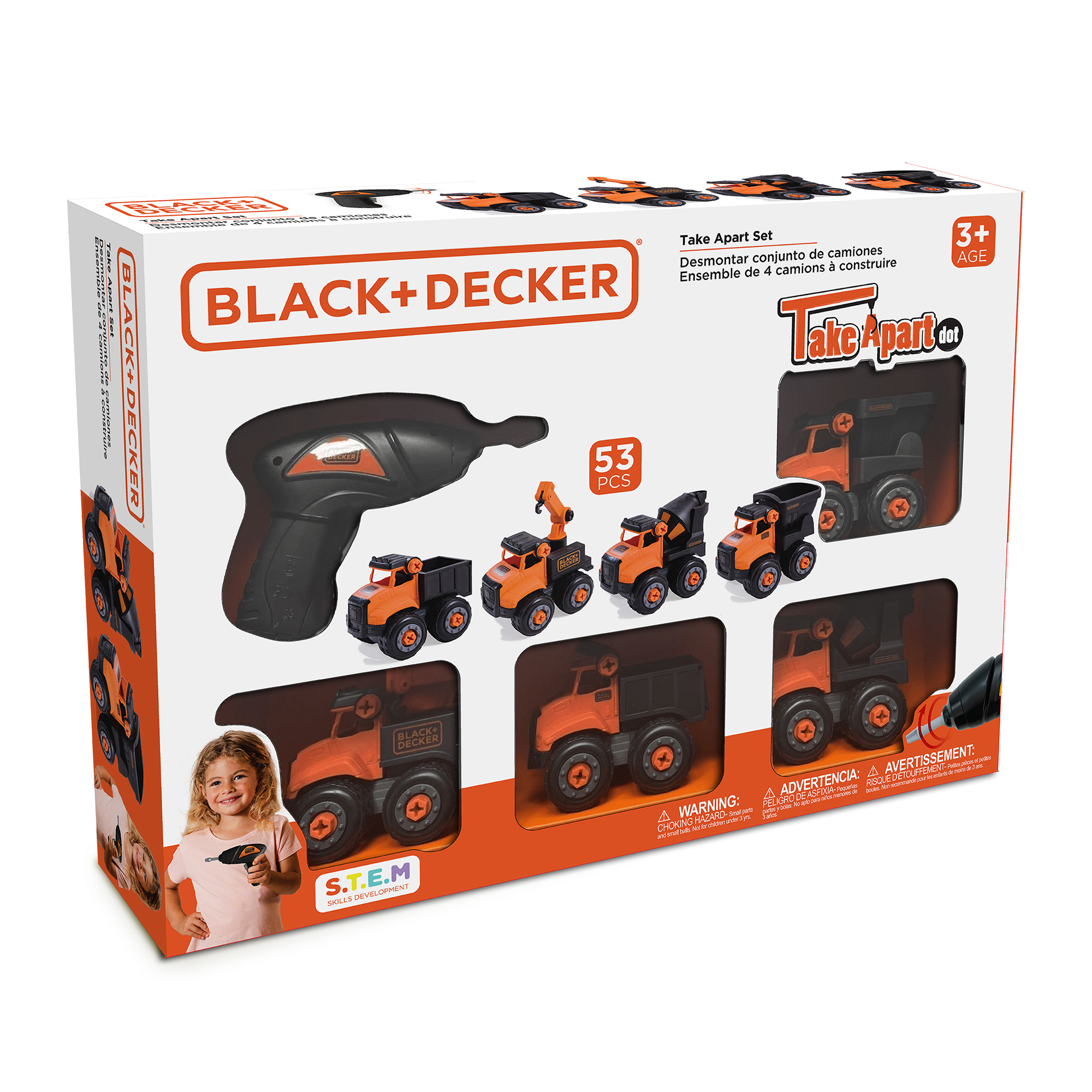 Kit 4 Camiones Taladro Eléctrico Black+decker Take Apart Dot
