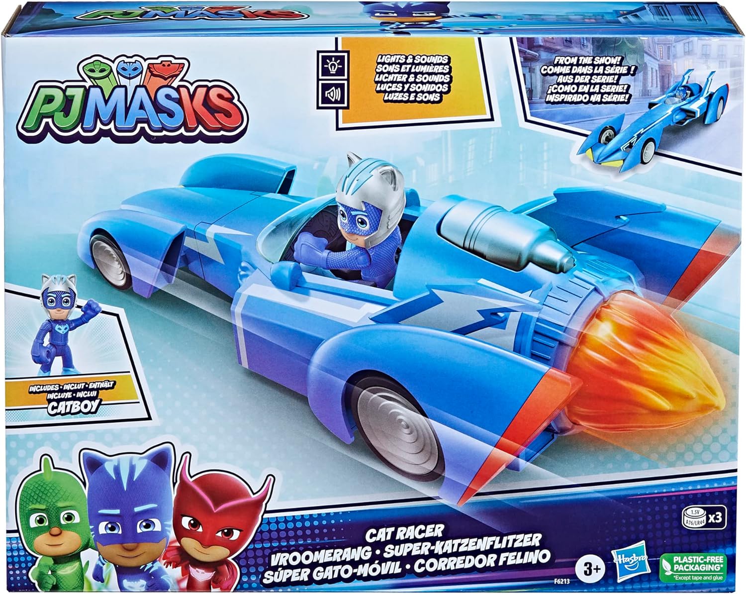 Foto 2 pulgar | Auto de Juguete Hasbro Súper Gato-Móvil PJ Masks con Luces y Sonidos