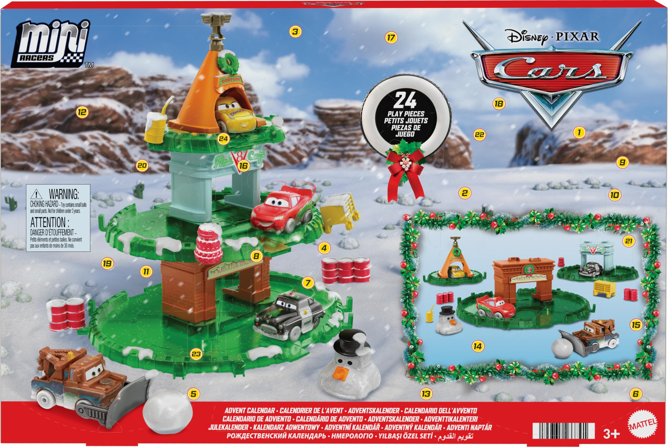 Foto 2 pulgar | Calendario De Adviento Mattel Disney Pixar Cars Minis 2024 Con 24 Juguetes - Venta Internacional.