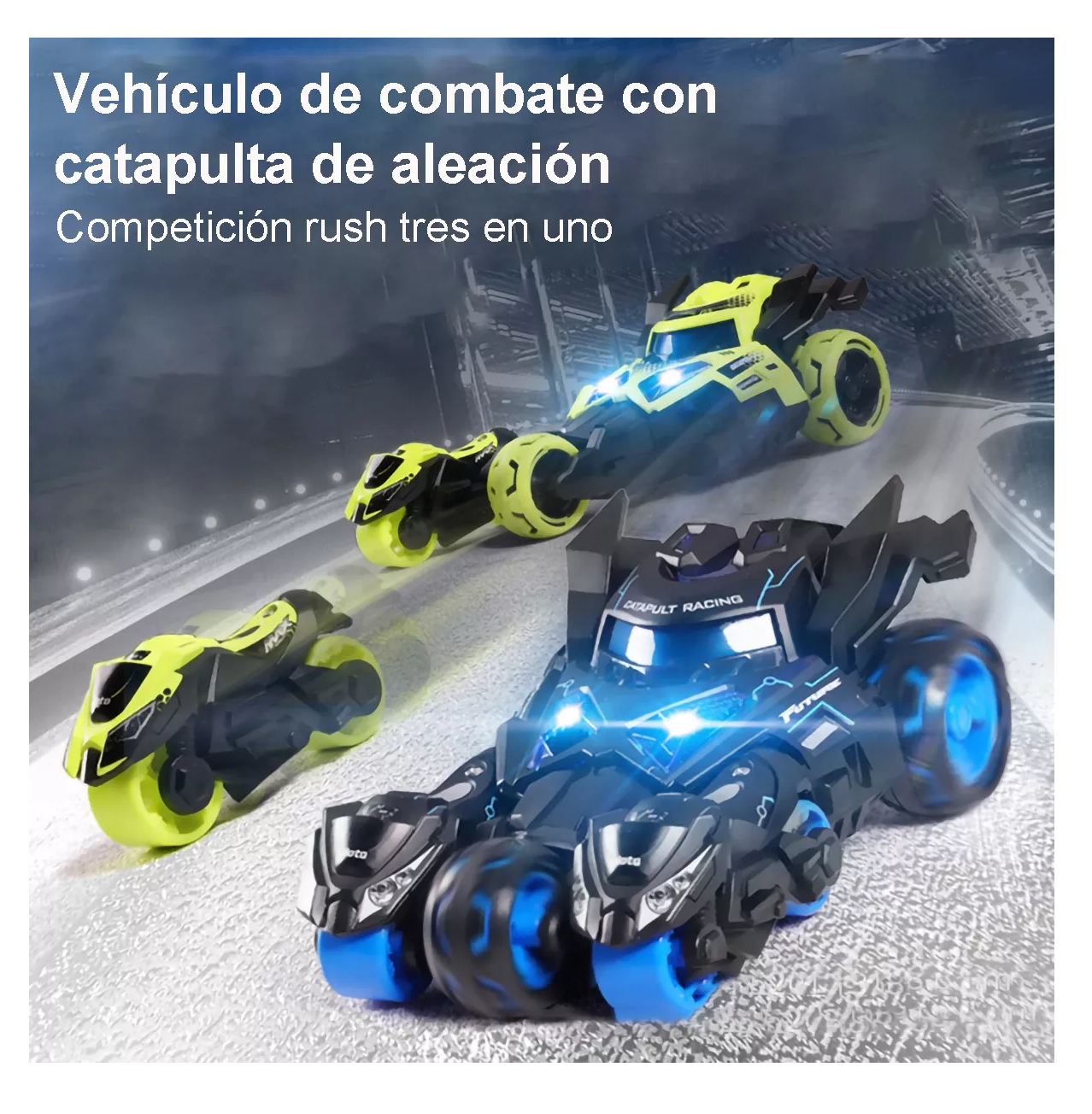 Foto 2 | Juguete Coche Con Luz Música 3 En 1 Catapulta Carro Niño Negro/azul