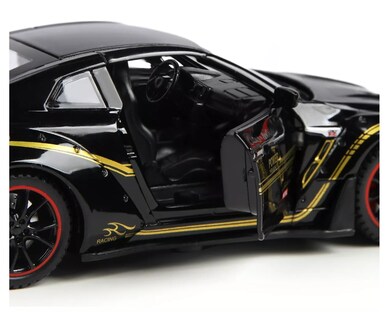 Foto 2 | Carro De Coleccion Nissan Gtr R35 1:32 Autos A Escala Negro Lineas Amarilas