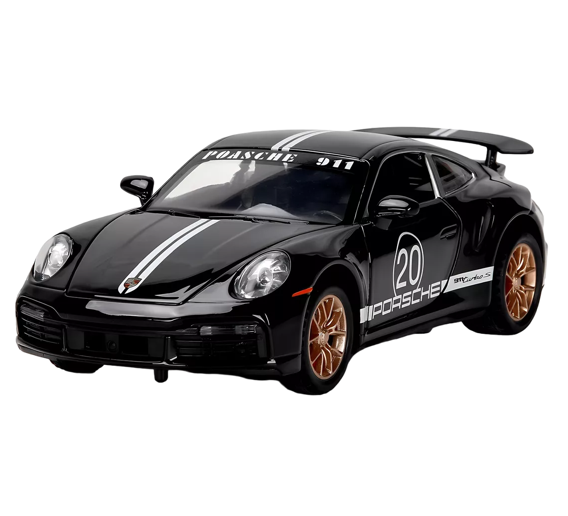 Coche De Juguete Porsche 911 Con Luz 1:32 Coleccion De Escala Negro