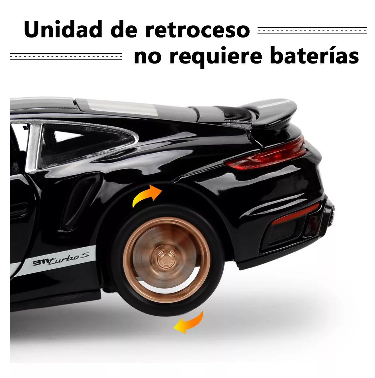 Foto 5 pulgar | Coche De Juguete Porsche 911 Con Luz 1:32 Coleccion De Escala Negro