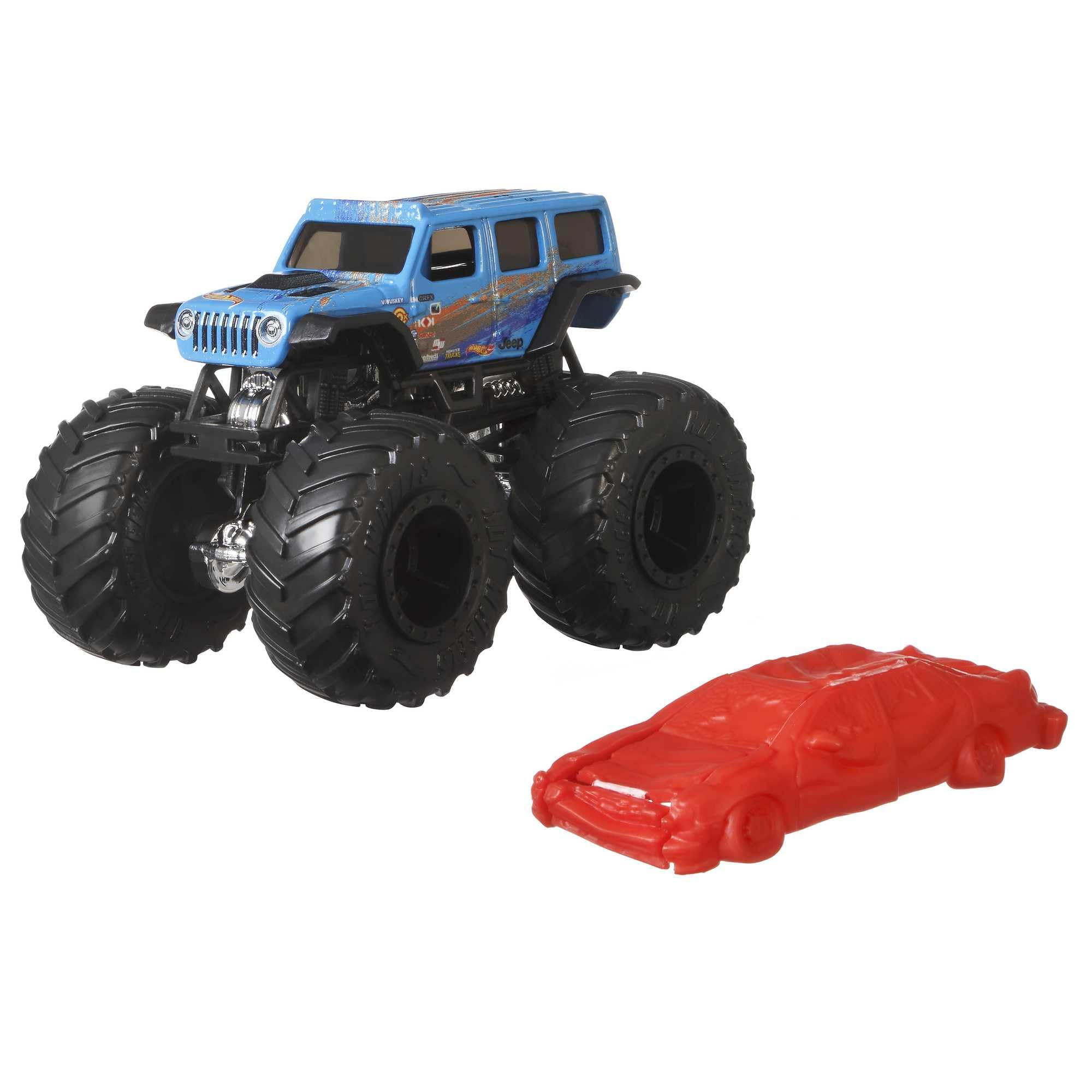 Foto 2 pulgar | Camión De Juguete Hot Wheels Monster Trucks 1:64 Con Coche Aplastable - Venta Internacional.