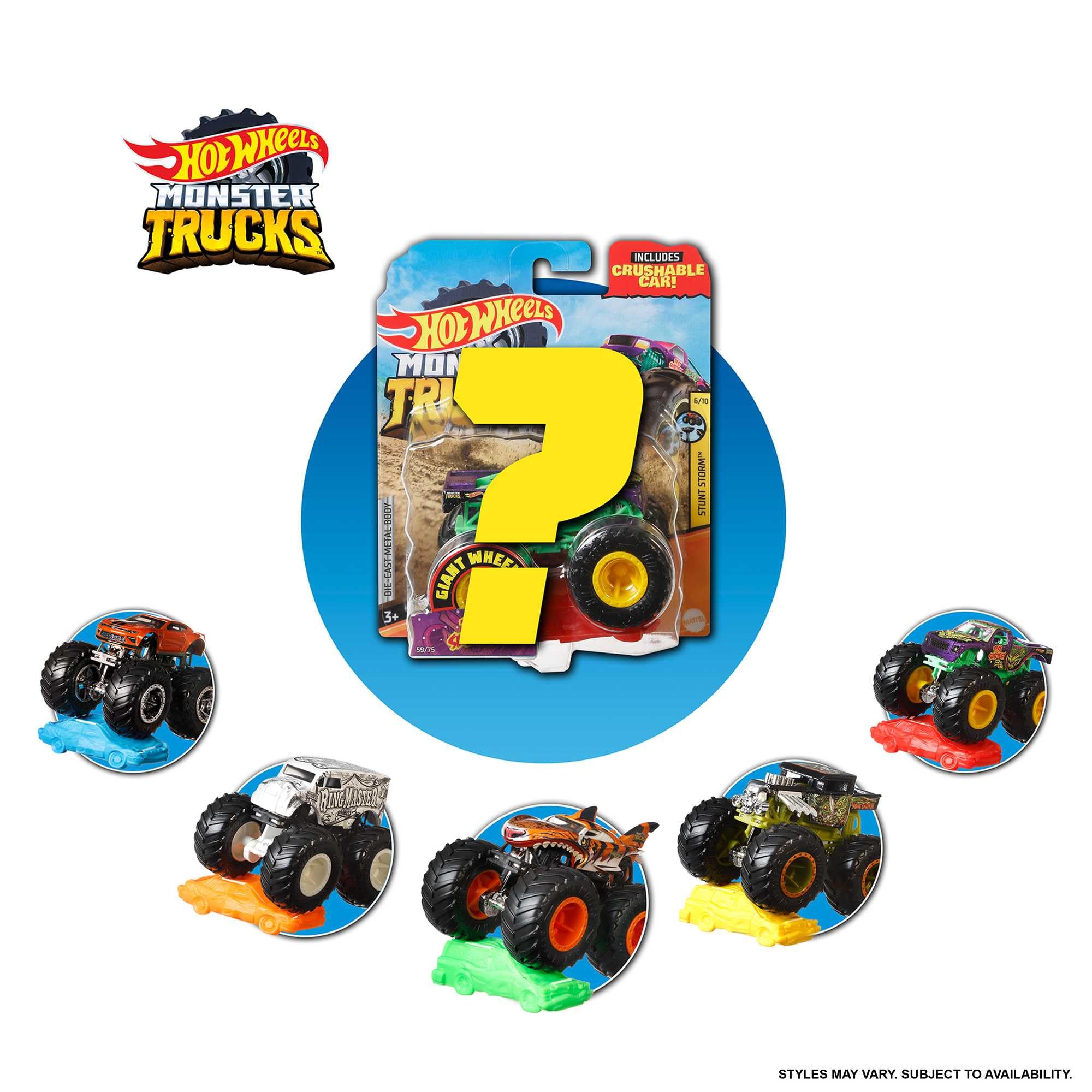 Foto 7 pulgar | Camión De Juguete Hot Wheels Monster Trucks 1:64 Con Coche Aplastable - Venta Internacional.