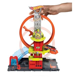 Foto 2 | Set De Pistas Para Coches De Juguete Hot Wheels City Super Loop Fire Station - Venta Internacional.