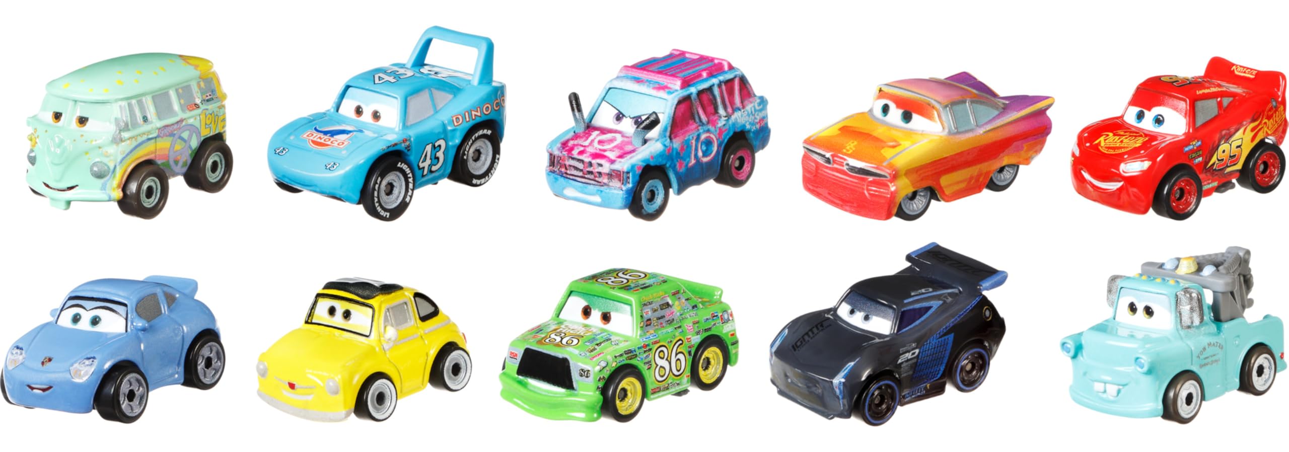 Foto 3 pulgar | Set De Juguetes Mattel Disney Pixar Cars Mini Racers, Paquete De 10 Unidades Con 10 Vehículos - Venta Internacional.