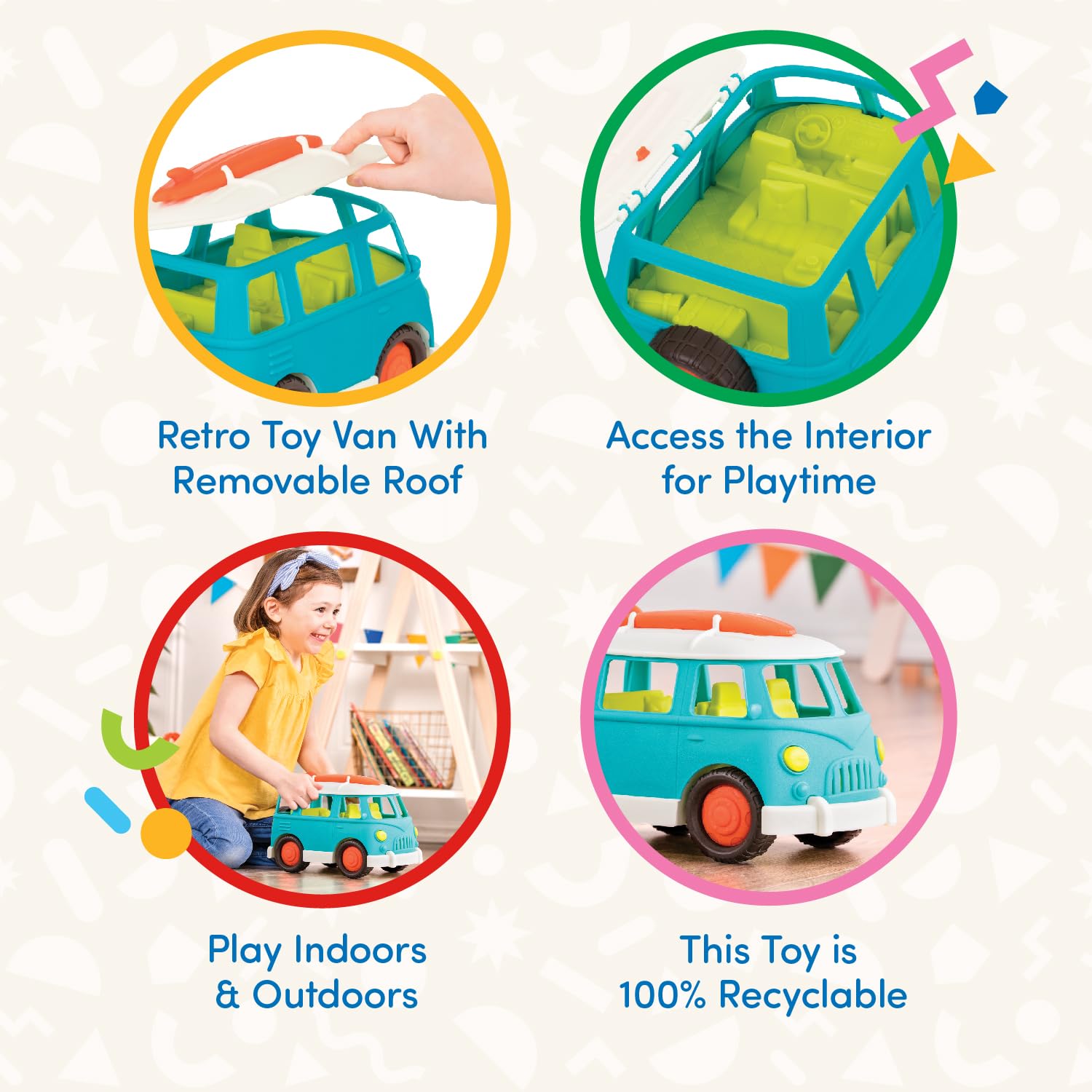 Foto 4 pulgar | Ruedas Toy Camper Van Battat Wonder, Azules, Para Niños Mayores De 1 Año - Venta Internacional.