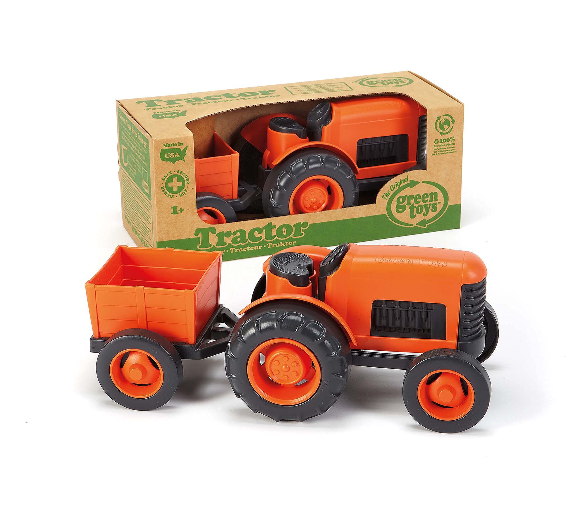 Foto 6 pulgar | Tractor De Juguete Green Toys Orange Fabricado En Ee. Uu. - Venta Internacional.