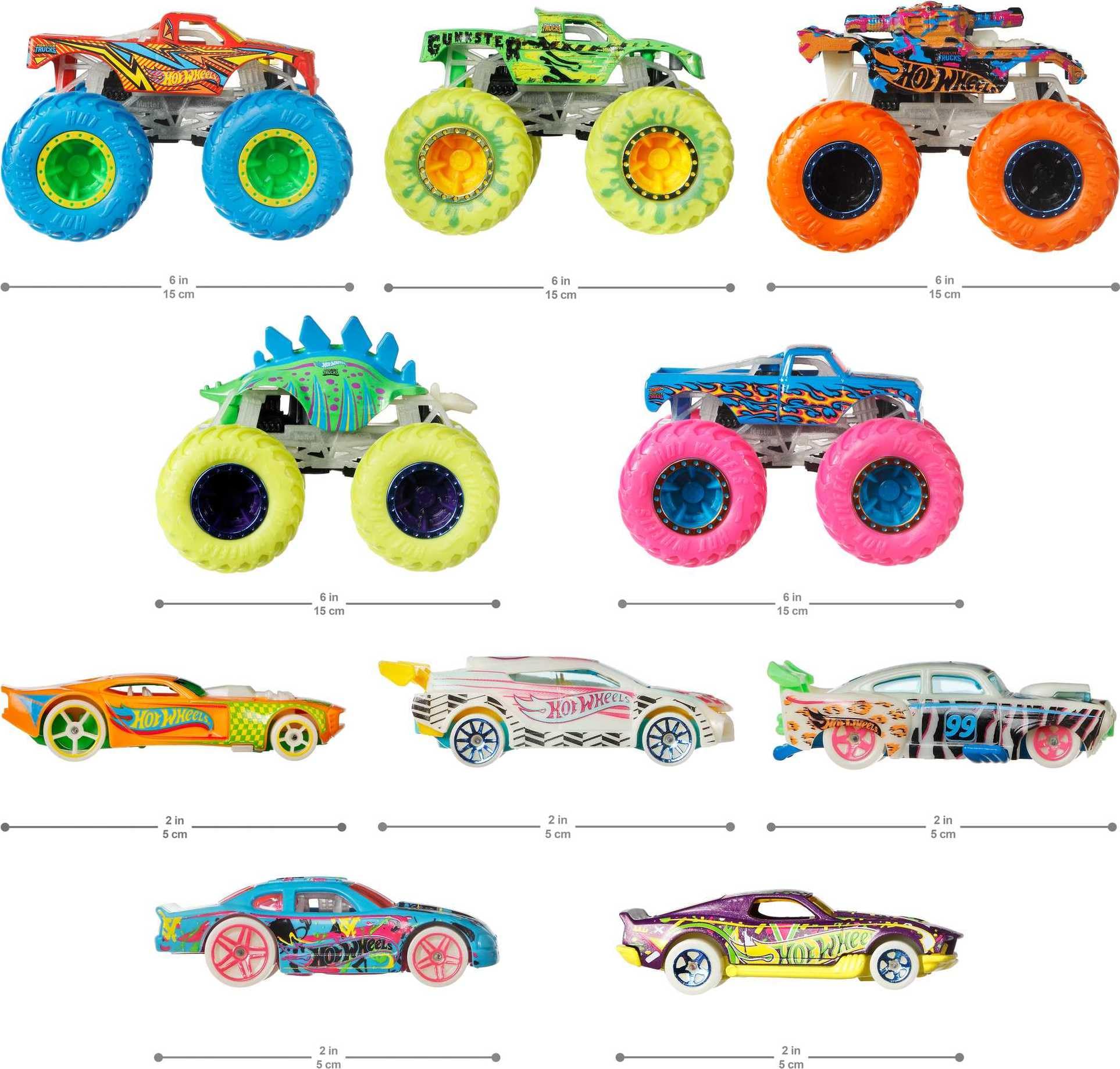 Foto 3 pulgar | Hot Wheels De Toy Monster Trucks, Paquete De 10 Unidades, 5 Unidades Que Brillan En La Oscuridad - Venta Internacional.