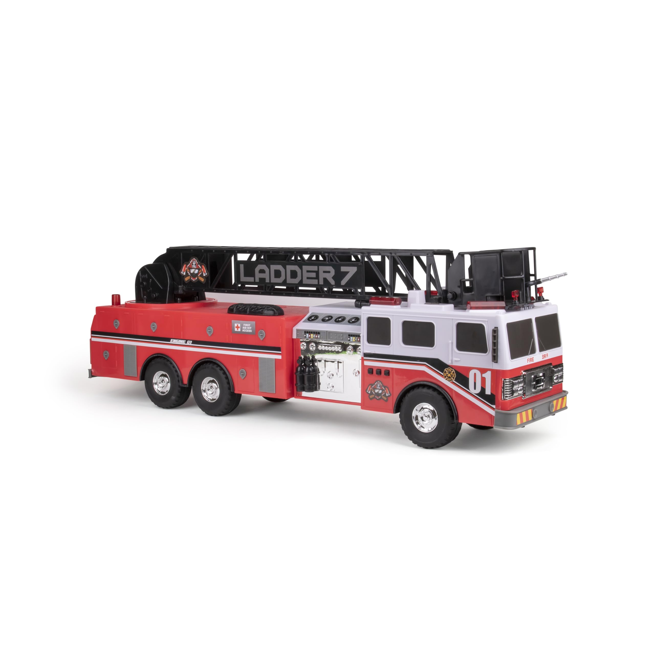 Camión De Bomberos Mighty Fleet Titan De Juguete Con Luces, Sonido Y Escalera De 29 Cm - Venta Internacional.