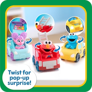 Foto 3 | Vehículos de Juguete Just Play Sesame Street Twist And Pop 3 Piezas - Venta Internacional