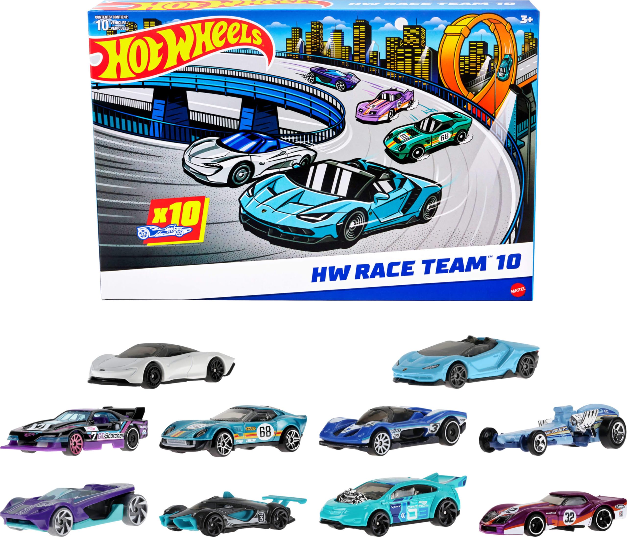 Paquete De 10 Unidades Hot Wheels De Toy Cars Con Corvette, Lamborghini Y Más - Venta Internacional.